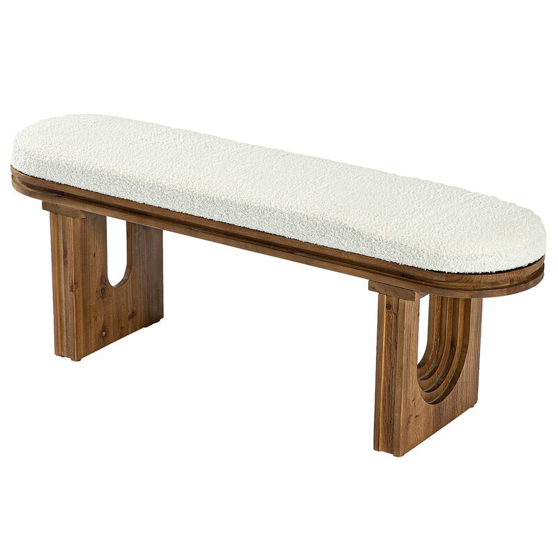 47.24" Solid Wood Upholstered Bedroom Bench, Bed End Entryway Bench for Hallway Living Room Kitchen