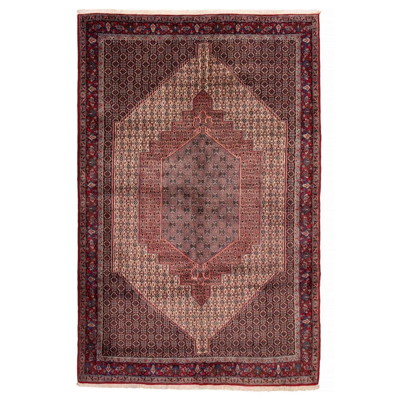ECARPETGALLERY Hand-knotted Kayseri Vintage Cream, Dark Navy Wool Rug - 6'7 x 10'1 - Cream/ Dark Navy - 6'7 x 10'1