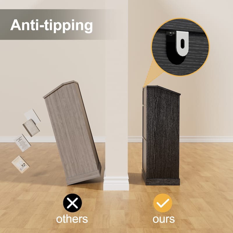 Vintage 2-Door Storage Cabinet Multi-Tier Organizer