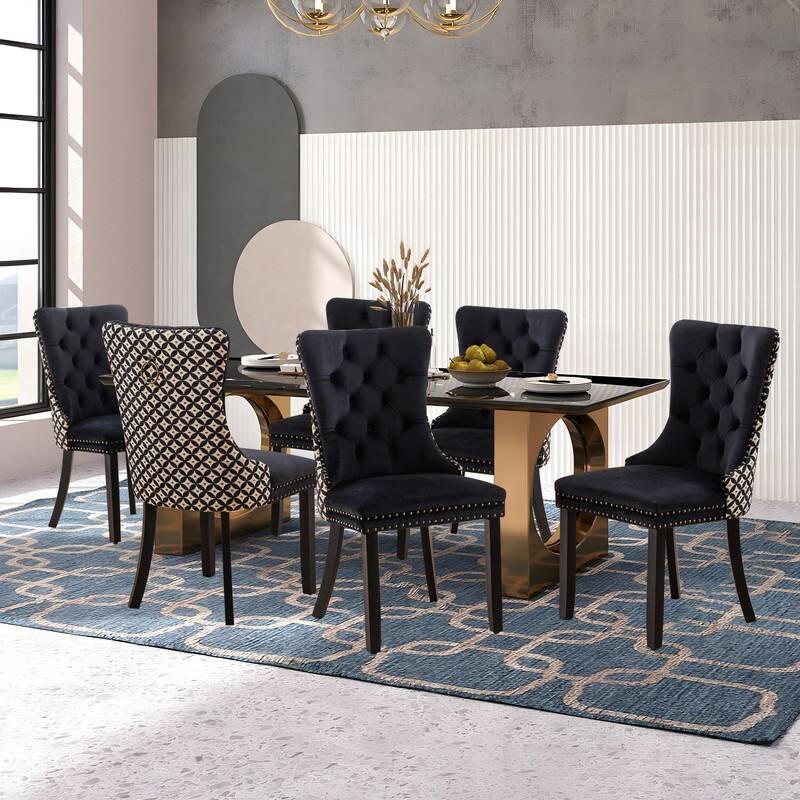Solid Wood Velvet Upholstered Dining Chair Set of 4
