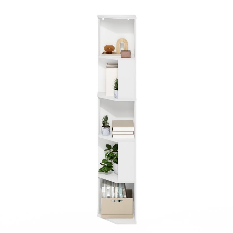 60.71 in. Tall White Wood 5-Shelf Bookcase