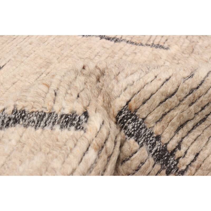 ECARPETGALLERY Hand-knotted Tangier Beige, Dark Grey Wool Rug - 8'2 x 10'1