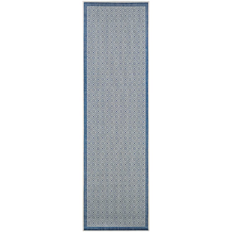 Dream Decor Rugs Samantha Kimberly Blue Ivory Indoor Outdoor Area Rug - 2'3" x 7'10" Runner