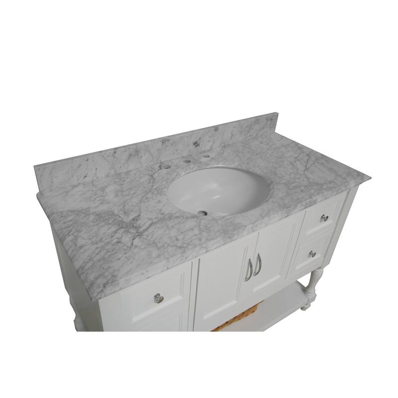 KitchenBathCollection Beverly 48" BathroomVanity w/ Carrara Marble Top