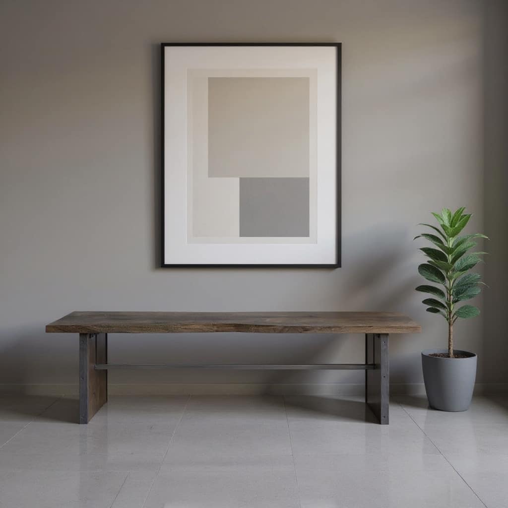 HomeRoots Rectangular Indian Mango Woodbrown Tone Finish W Metal Cladding On The Base Dining Bench