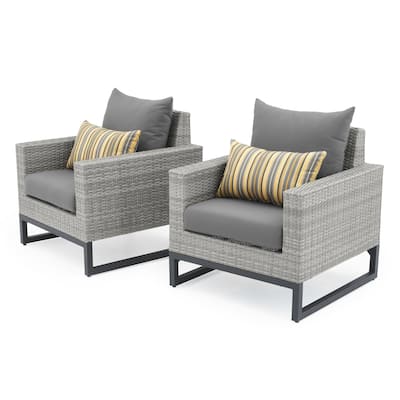 Milo Grey 2 Piece Sunbrella Outdoor Patio Club Chairs