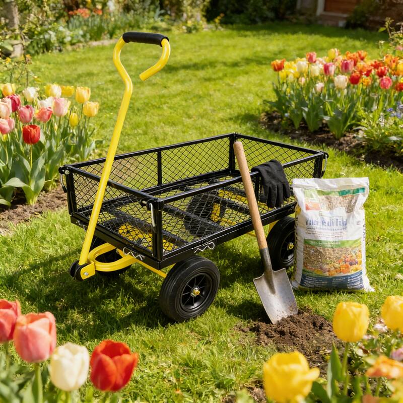 Anmytek Heavy Duty Steel Mesh Utility Wagon with Removable Sides 880 lbs Capacity Garden Cart