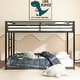 preview thumbnail 1 of 12, Low Profile Twin over Twin Bunk Bed with Ladder and Guardrails Black - Twin