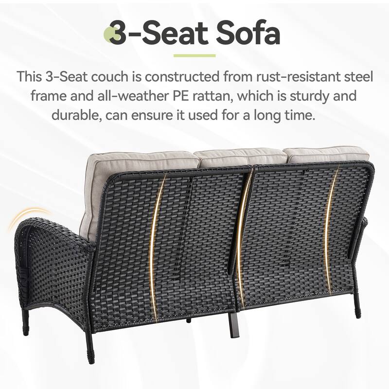 6 Pieces Sofa with Swivel Rocking Chairs Ottomans Set