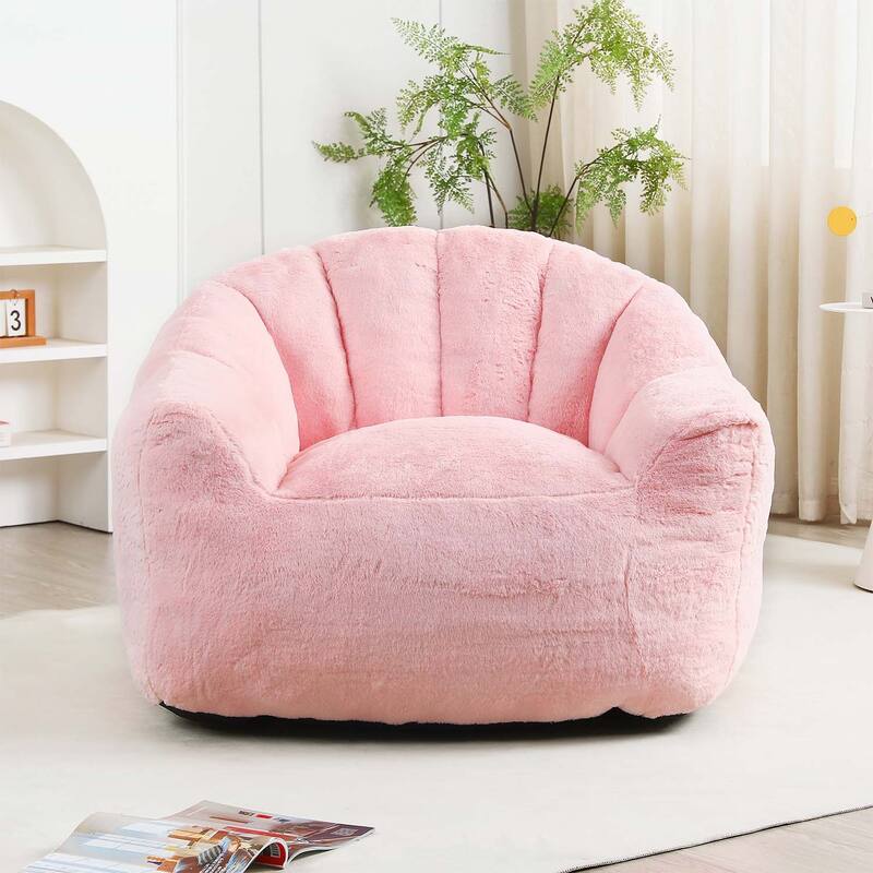 Comfy Bean Bag Sofa Chair with Armrests for Ultimate Relaxation in Living Room and Bedroom - Pink