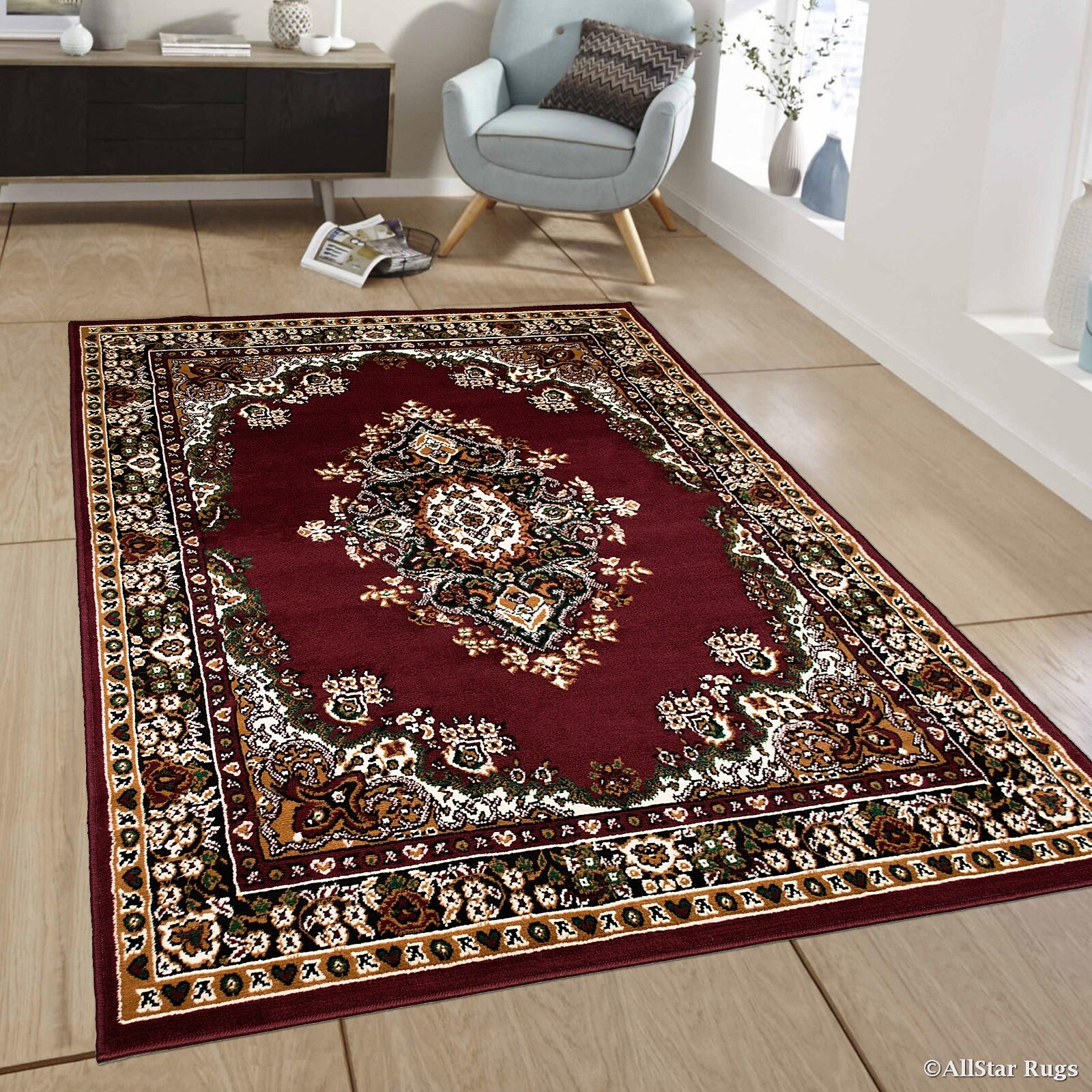 Shop Allstar Burgundy Woven High Quality Rug Traditional Persian Flower Western Design Area Rug 5 2 X 7 1 Overstock 11866925