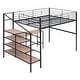 preview thumbnail 20 of 20, Full Size Loft Bed with Desk and Lateral Storage Ladder, Metal Loft Bed Frame with Safety Guardrail for Kids, Teens, Adults