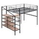 preview thumbnail 6 of 11, Industrial Modern Full Size Metal Loft Bed with Desk and Lateral Storage Ladder, Sturdy Construction & Safety Guaranteed, Black