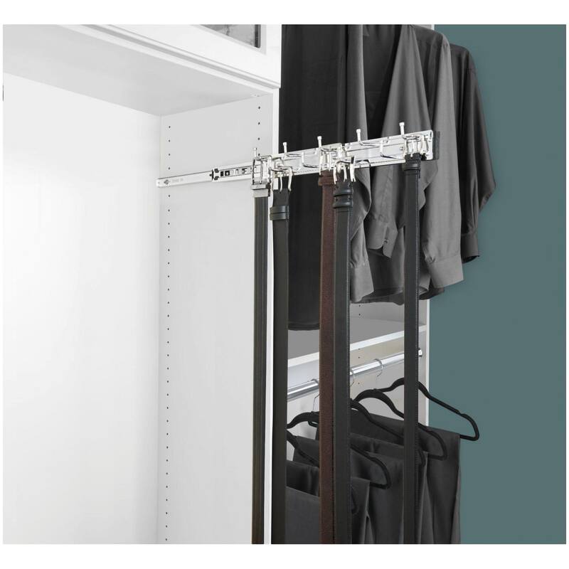 Rev-A-Shelf BRC Series 12 Inch Pull Out Belt and Tie Rack with 9 Hooks