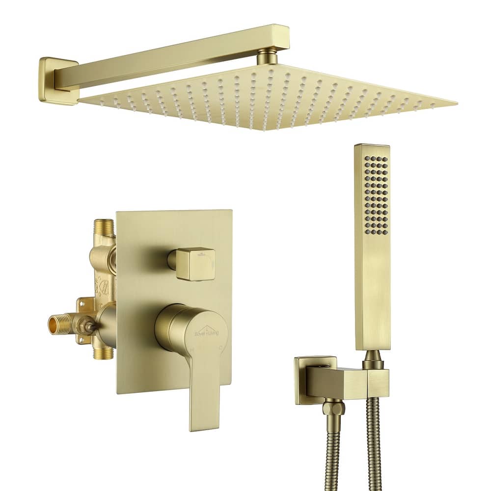 2.5 GPM 12 in. Wall Mount Dual Shower Heads with Pressure Balance Valve