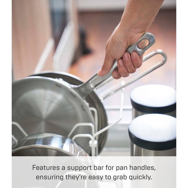 Yamazaki Home Adjustable Pot Lid Organizer, Steel - L 7.87 x W 17.72 x H 6.89 inches