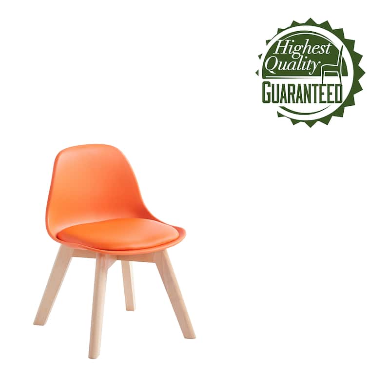 Porthos Home Brynn Kids Chair, Plastic Shell With Seat Cushion, Beech Wood Legs