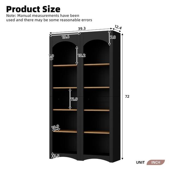 dimension image slide 0 of 3, Free Standing 5 Tier Bookshelves,Open Bookcases,Floor Standing Units,Modern 72"H Kitchen Pantry Cabinet,for Living Room,Home