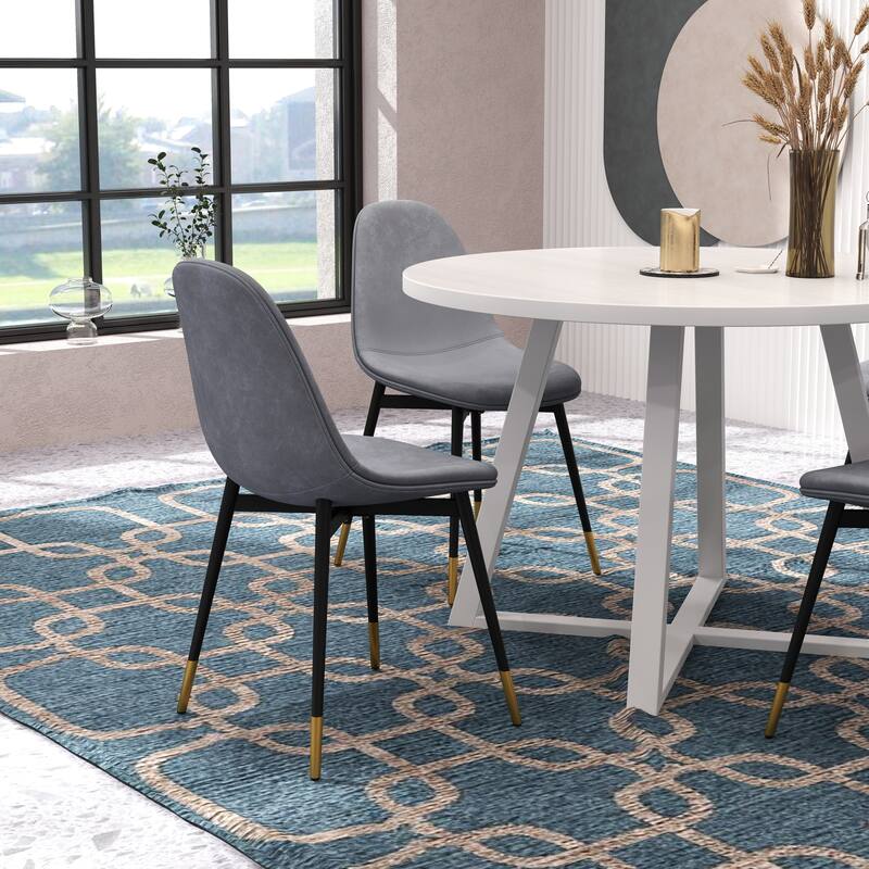 5-Piece Round Dining Chairs & Table Set Breakfast Nook with 4 Velvet Dining Accent Chairs and Side Table