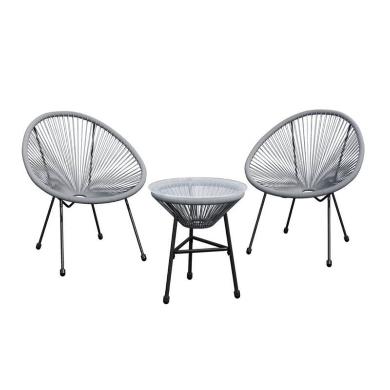 3-Piece Acapulco Wicker Patio Bistro Set with Glass Table