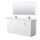 preview thumbnail 21 of 45, Strada 72-Inch Double Vanity Set, Cultured Marble Top, 70-Inch Mirror White, Nickel Trim, White Cultured Marble Top