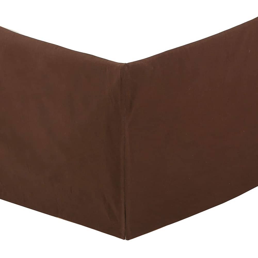 Dark Brown Bed Skirt Cotton Twill Pleated Dust Ruffle w/ Split Corners Tailored 16" Drop