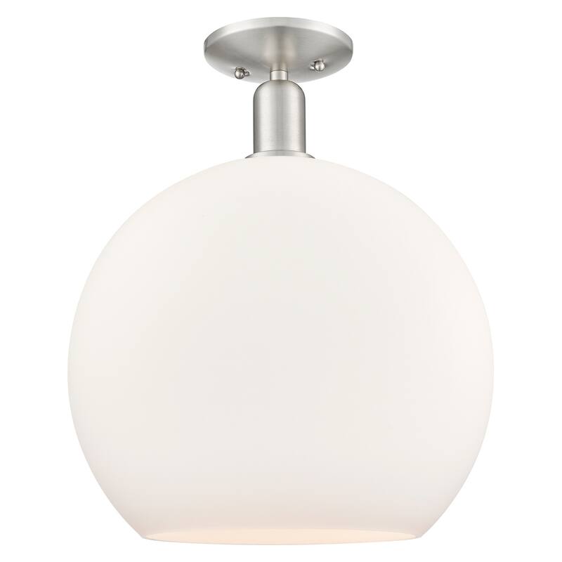 Innovations Lighting 716-1C-19-14 Athens Semi-Flush Athens 14" Wide - Brushed Satin Nickel / Matte White