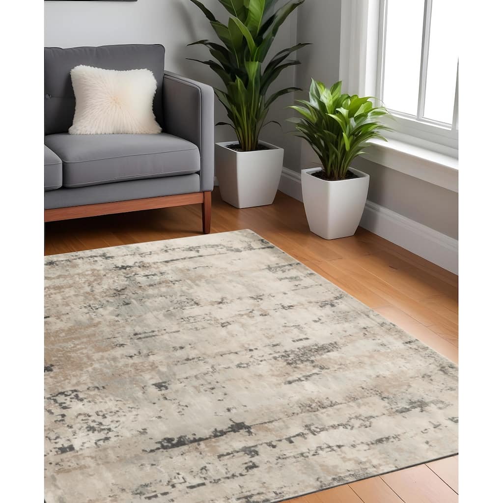 Makos Power Loomed Geometric Abstract Modern Durable Area Rug By HomeRoots - 48' X '48' X '0.32