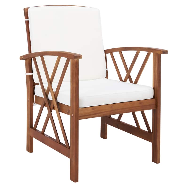 SAFAVIEH Outdoor Fontana 4-piece Acacia Wood Patio Conversation Set
