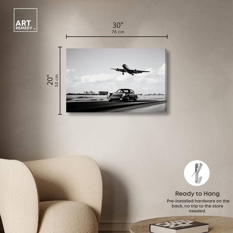 Sports Car Takeoff Canvas by Art Remedy, Gallery Wrapped