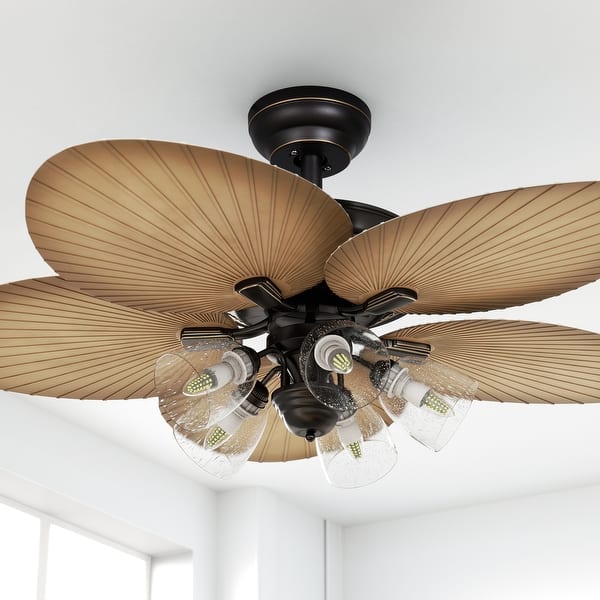 Moasis 52" Tropical Ceiling Fans with Light 5Blade Palm Leaf On Sale