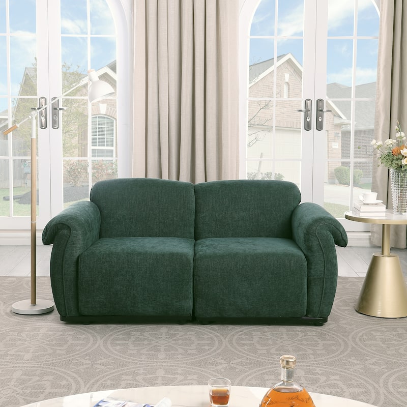 68.5" Chenille Modular Sofa - Fashionable Small Sectional with Iron Frame for Living Room, Bedroom - Green