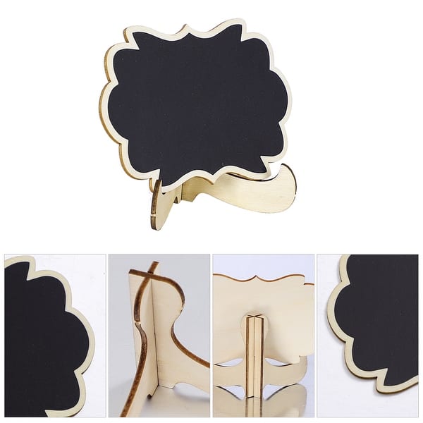 Wood Mini Chalkboard Tag Sign with Base Stand for Wedding Message Board Sign