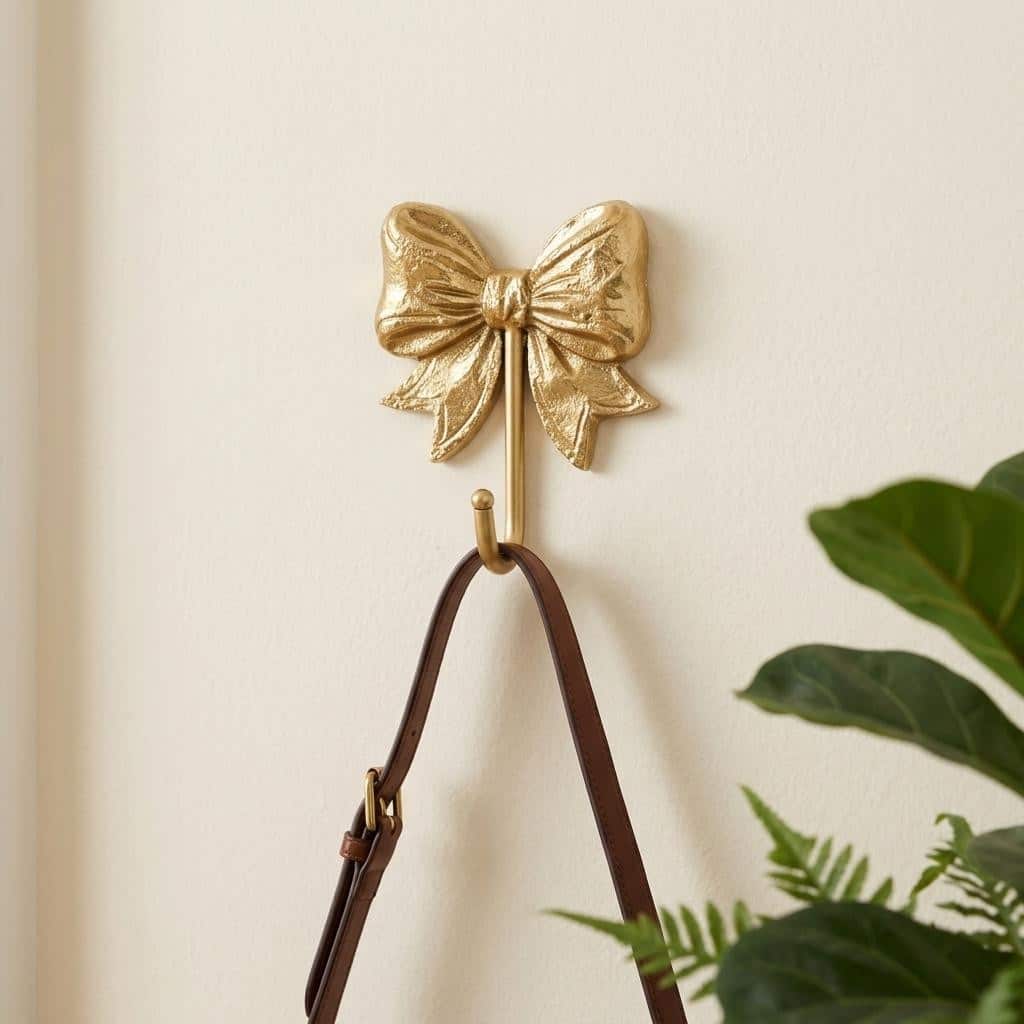 HomeRoots 4" Gold Cast Iron Bow Wall Hook - 3.75 in. x 5.50 in. x 1.75 in.