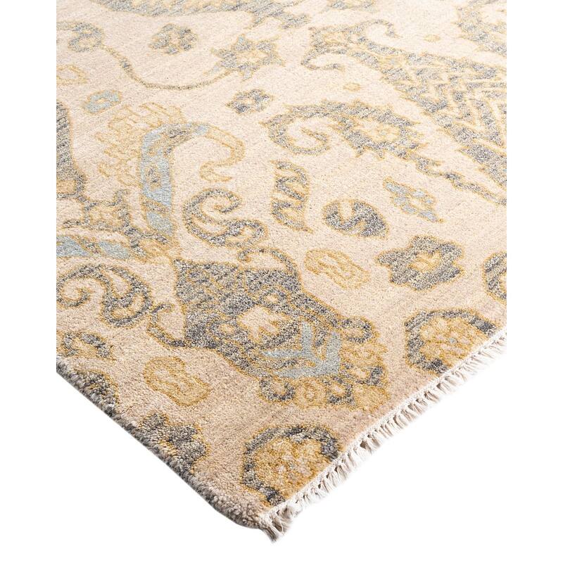 Ikat One-of-a-Kind Hand-Knotted Area Rug, Ivory - 9' 1" x 12' 4"