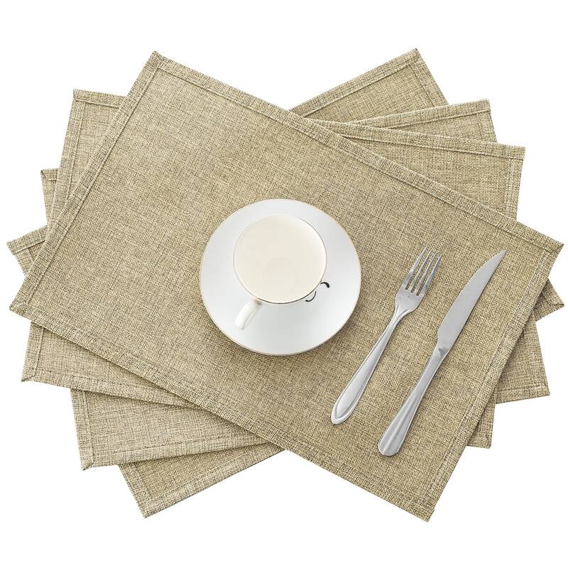 VECELO Sliver Dining Table and Chairs, Dining Sets with 4 Placemats