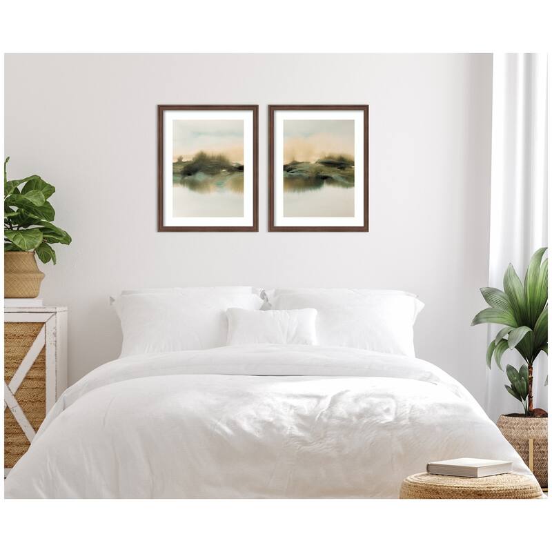 Kate and Laurel Tranquil Meadows 2 Piece Framed Wall Art Print Set by Amy Lighthall