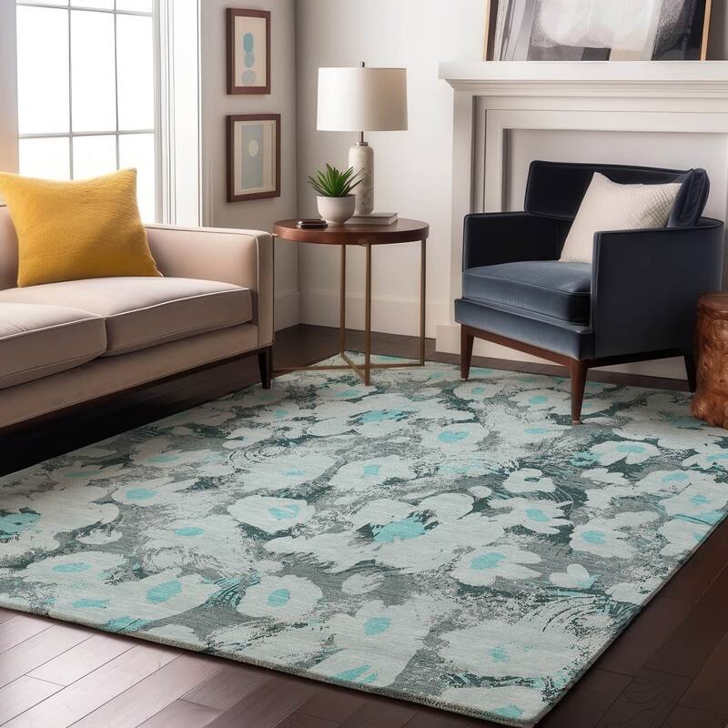 Premium Washable Super Soft Contemporary Floral Mayfield Rug - Teal - 3' x 5' - Rectangle