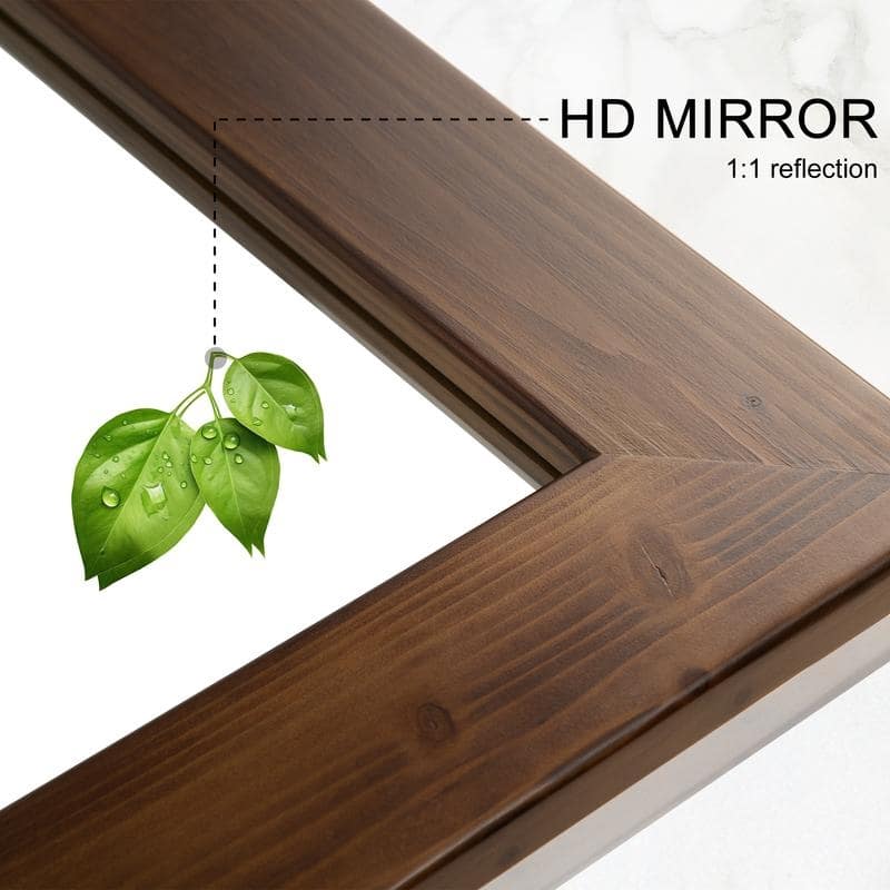 Full Length Rectangular Solid Wood Framed Wall Mirror in Walnut - 71"x31"