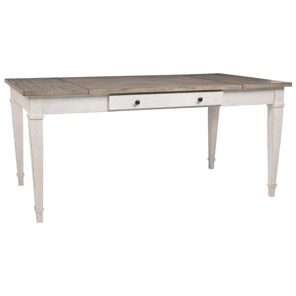 Skempton Casual Rectangular Dining Room Table with Storage, White/Light Brown