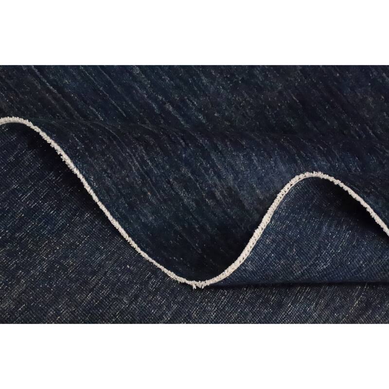 Hand Knotted Oriental 100% Wool Carpet Modern Solid Navy Blue & Blues Gabbeh Area Rug - 10' 0'' X 7' 11''