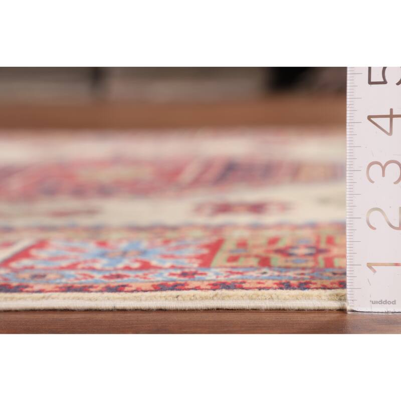 Traditional Beige Kazak Area Rug Handmade Oriental Wool Carpet - 4'11" x 6'7"