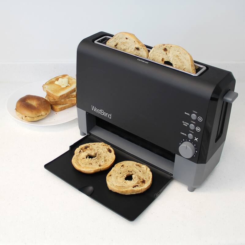 West Bend QuikServe Compact 2-Slice Toaster with Extra Wide Slots and Cool Touch Exterior - Black