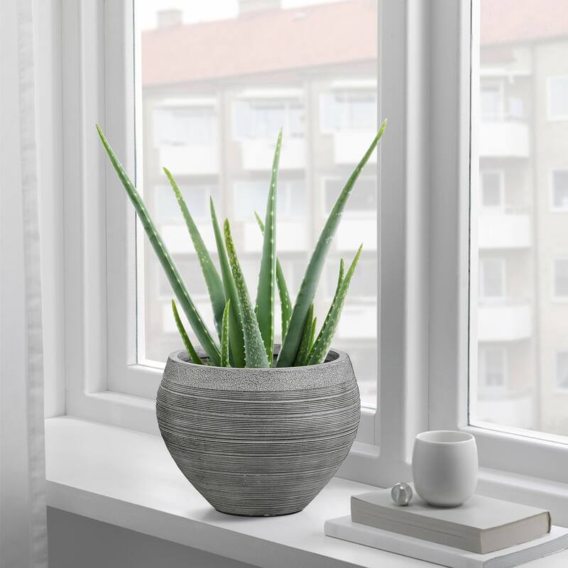 Pottery-Style Round MgO Planter, Indoor/Outdoor
