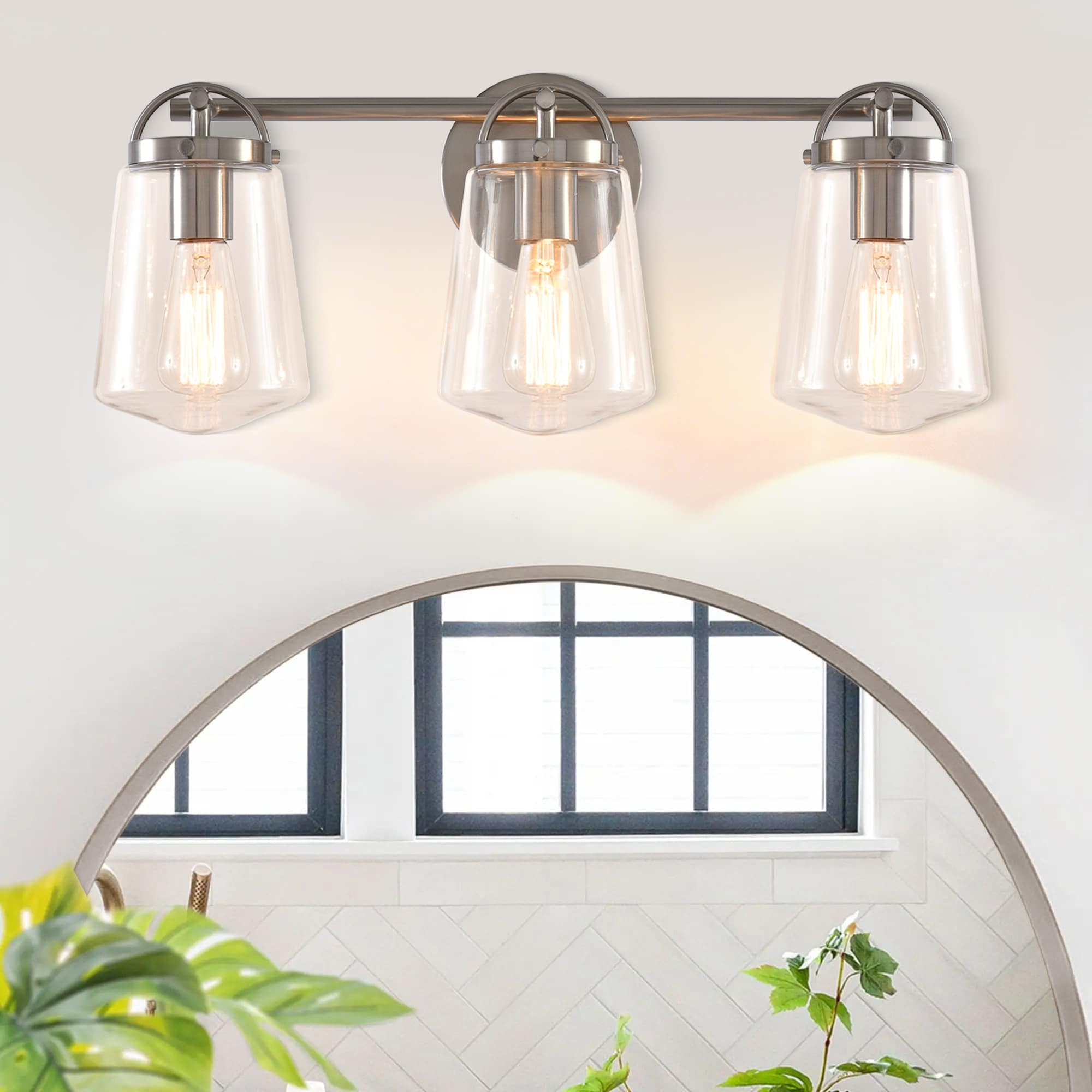 22" Modern 3-Light Glass Bathroom Vanity Light Wall Sconce