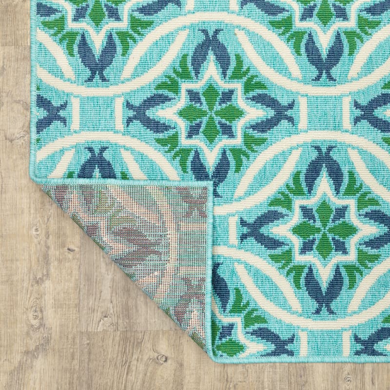 Style Haven Martinque Floral Indoor-Outdoor Blue/ Green Area Rug