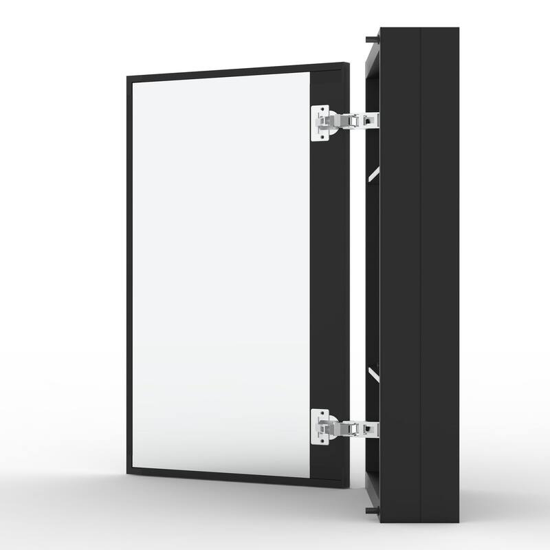 15" x 24" Rectangular Aluminum Surface Mount Medicine Cabinet with Mirror and Shelves - 15" x 24"