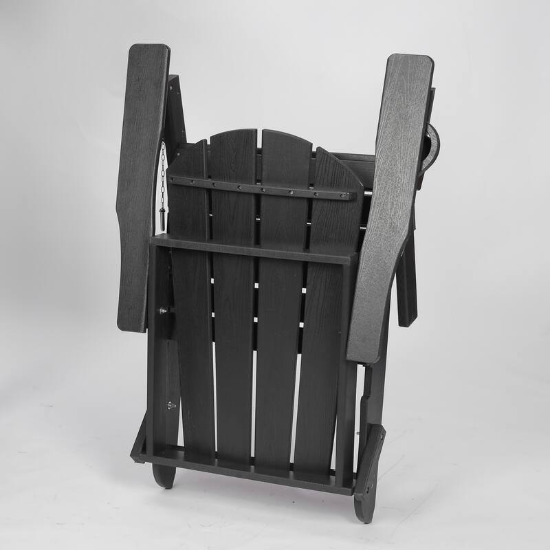 HDPE Folding Adirondack Chair with Dual Cup Holder - Composite Adirondack Chair with Wood Texture