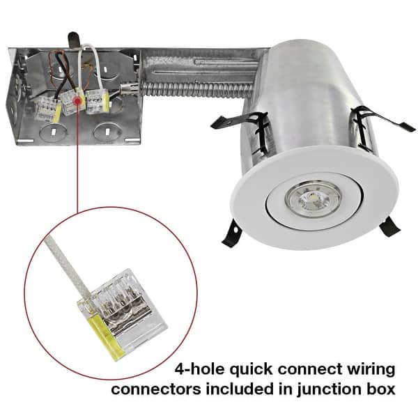 Gimbal Trim Kit UL-Listed Air Tight /& IC Housing Can Swivel White Metal Decorative Trim 120V Line Voltage GU10 Socket Included Max 35W Pack of 6 TORCHSTAR 4-inch Remodel Recessed Can