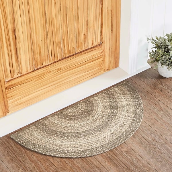 slide 2 of 3, Cobblestone Jute Rug Half Circle w/ Pad 16.5x33 - 16.5" x 33" Half Circle 16.5" x 33" Half Circle - Tan